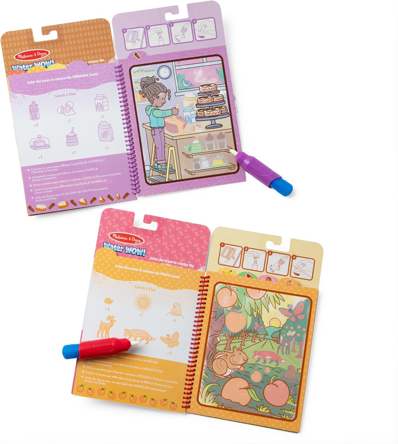 ToodleDoo:  Scented Water Wow! Reusable Water-Reveal Coloring Activity Pad 2-Pack Bundle – Fruit, Treats
