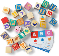ToodleDoo:  Letter, Number, and Game Wooden Learning Blocks with Activity Cards for Girls and Boys Toddlers Ages 18 Months+ - FSC-Certified