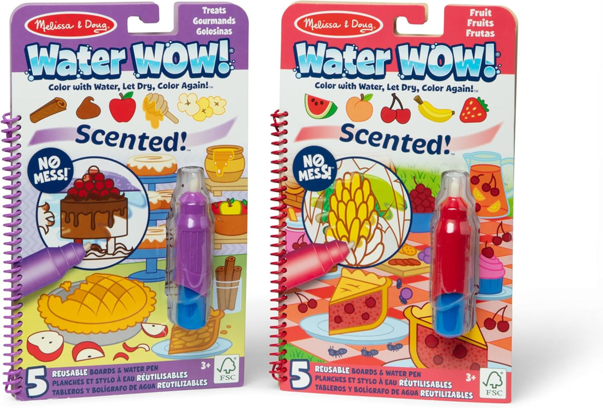 ToodleDoo:  Scented Water Wow! Reusable Water-Reveal Coloring Activity Pad 2-Pack Bundle – Fruit, Treats