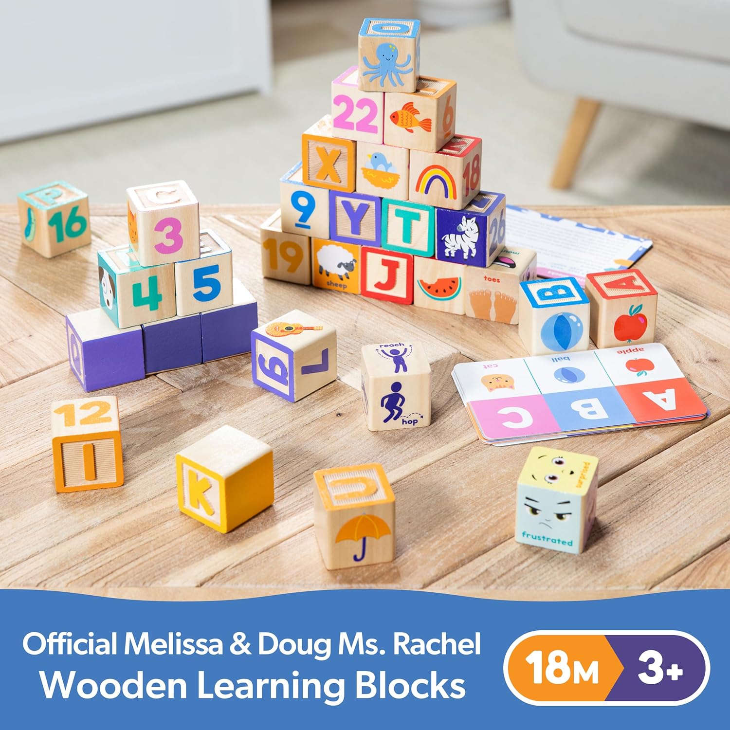 ToodleDoo:  Letter, Number, and Game Wooden Learning Blocks with Activity Cards for Girls and Boys Toddlers Ages 18 Months+ - FSC-Certified