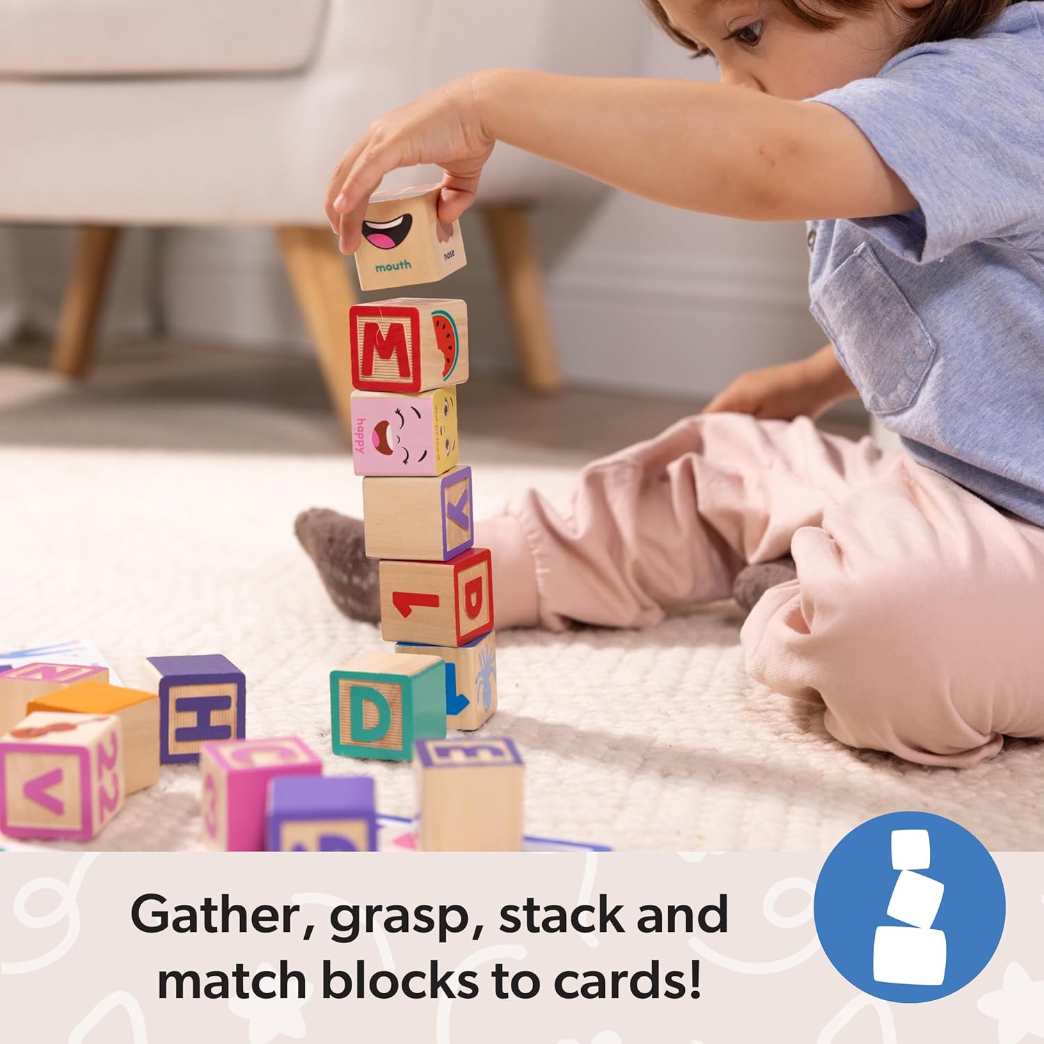 ToodleDoo:  Letter, Number, and Game Wooden Learning Blocks with Activity Cards for Girls and Boys Toddlers Ages 18 Months+ - FSC-Certified
