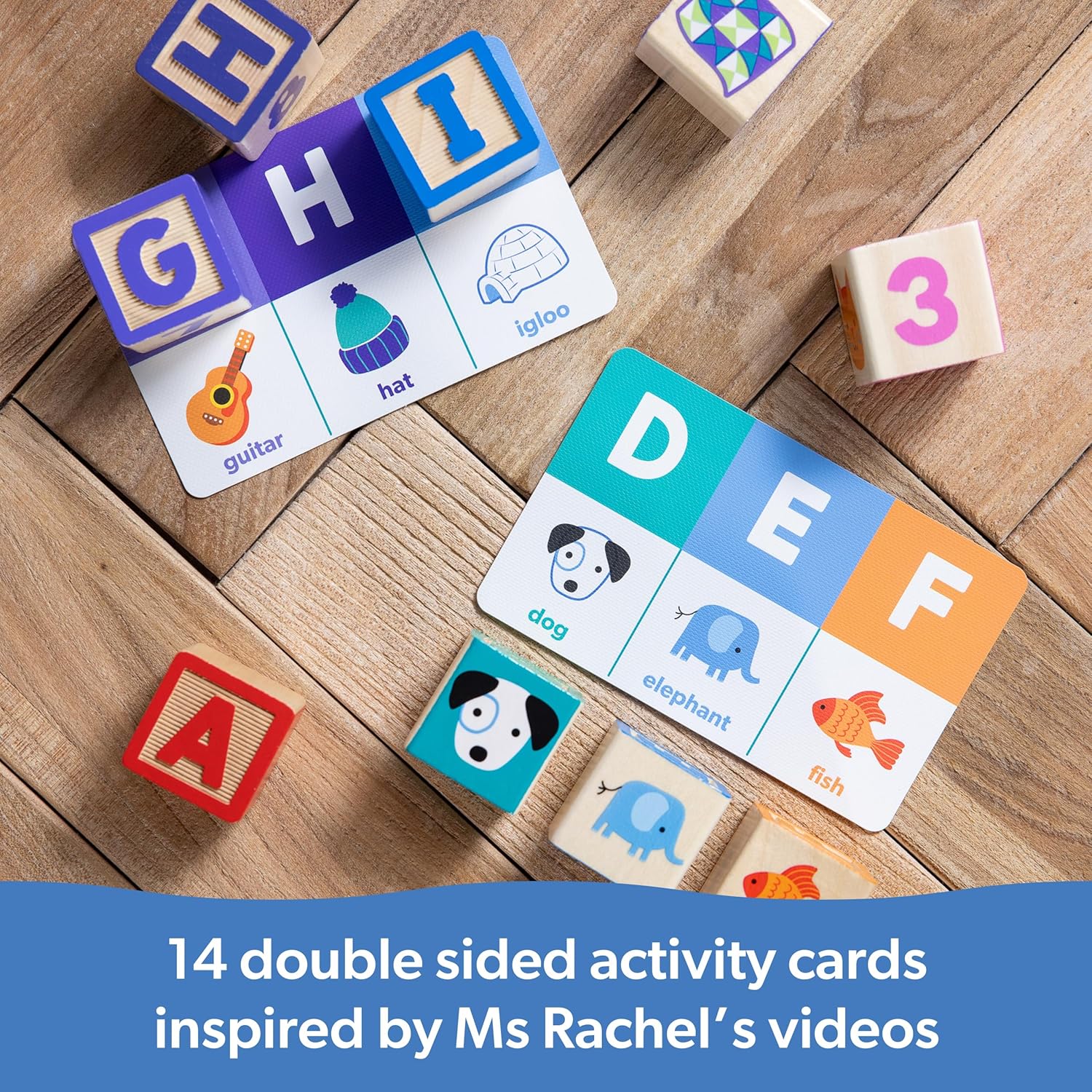 ToodleDoo:  Letter, Number, and Game Wooden Learning Blocks with Activity Cards for Girls and Boys Toddlers Ages 18 Months+ - FSC-Certified