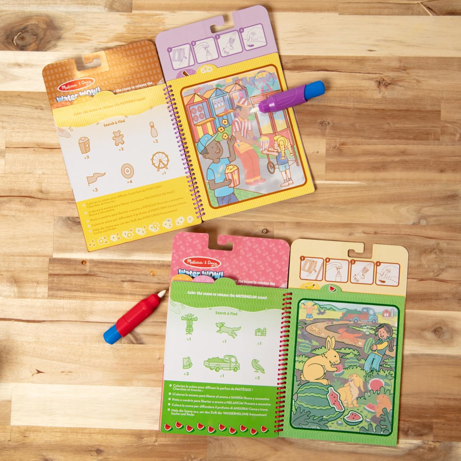 ToodleDoo:  Scented Water Wow! Reusable Water-Reveal Coloring Activity Pad 2-Pack Bundle – Fruit, Treats